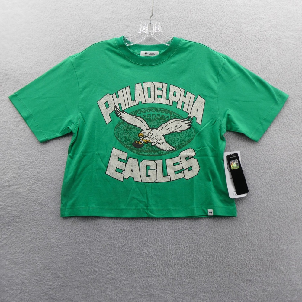 '47 Philadelphia Eagles Shirt Womens Small Green Cropped NFL Cotton Crop Top